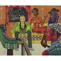 Jeffrey Acea, Sweet's Place, 1973, 1973 Oil & Collage on Canvas