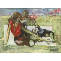 Lou Zansky, Excursion at Idlewild, 1962, Oil on Board
