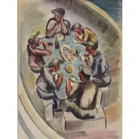 Irving Lehman, At the Table, 1934, Watercolor