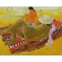 Bernard Taurelle, Nude on the Beach, Oil on Canvas