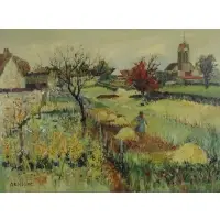 Yolande Ardissone, Fillette dans le Verger, Oil on Canvas