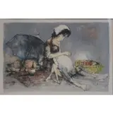 Jean Jansem, Mother and Daughter, Lithograph in Colors