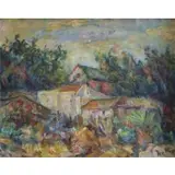 Sandy Lerner, Townscape, Oil on Canvas