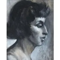 Joseph Granata, Portrait of a Woman, Mixed Media on Newsprint on Board