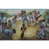 Biguad Wilson, Cock Fight, Oil on Board