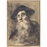 Augustin Théodule Ribot, Portrait of an Old Man, Ink on Paper