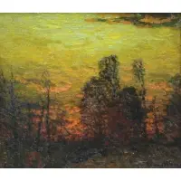 November Twilight by John Joseph Enneking, Oil on Board "November Twilight" Signed lower right, sold Jul 2018