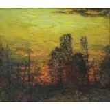 John Joseph Enneking, November Twilight, Oil on Board "November Twilight" Signed lower right