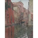 Ernest Peixotto, Venice Canal, Oil on Board