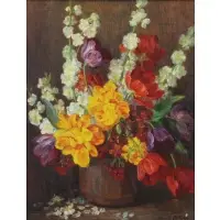Alice Chittenden, Still Life Flowers, Oil on Canvas
