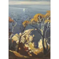 Anne Rice, Coastal Landscape, Oil on Board