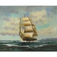 Wesley Warren, Ship at Sea, Oil on Canvas