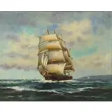 Wesley Warren, Ship at Sea, Oil on Canvas