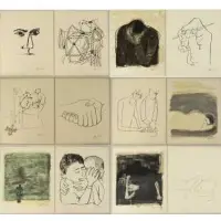 Ben. Twelve Shahn, Untitled, Rilke Portfolio Lithographs, 1968