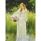 B. Oil on Canvas Egon, Woman Picking Flowers