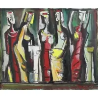 Branko Kovačević, Donne Dalmate, Oil on Canvas