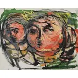 Leonard Besser, Two Heads, Oil on Canvas