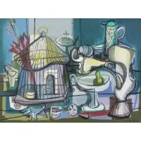 Louis Donato, Bird Cage, 1951, Oil on Canvas