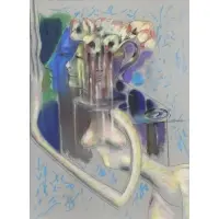 Rumolo Maccio, Dos Caras de Mujer con Florero, Pastel on Paper