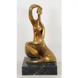 Isaac Kahn, Seated Figure, Polished Bronze Sculpture