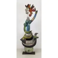 Roger Capron, Figure, Fish and Bird, Ceramic Sculpture