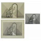 Abraham Joel Tobias, Teacher and Student, 1960, All graphite on paper, two signed lower right; one larger work is dated