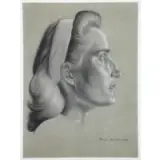 Portrait of a Woman in Profile by Abraham Joel Tobias, Charcoal and White Pencil on Gray Paper, 1949, sold Jun 2018