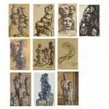 Abraham. Ten Tobias, Untitled, Ink on Paper Drawings of Figures, 1937