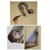 Abraham. Three Tobias, Untitled, Casein Figural Paintings
