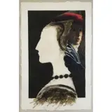 Manolo Valdés, Dame de Profile (Johannes Vermeer, Girl with Red Hat), Color Etching with Collage