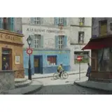 Henry Gasser, Gallery Row, Montmarte, Watercolor on Paper