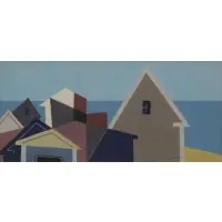 Kenneth Stubbs, Houses by the Sea, 1964, Casein on Board