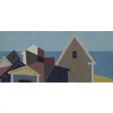 Kenneth Stubbs, Houses by the Sea, 1964, Casein on Board