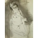 Jean Jansem, Dancer, Ink on Paper