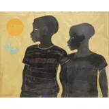 Walter Williams, Two Boys and a Butterfly, 1965, Oil on Paper