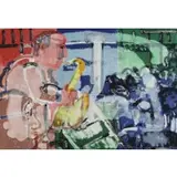 Bopping at Birdland by Romare Bearden, Color Lithograph, sold Jun 2018
