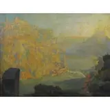 Frederick Freder, Sunrise, Toldeo, Oil on Canvas "Sunrise, Toldeo" Spain, 1922