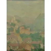Frederick Freder, The Albaicin, Granada, Oil on Canvas