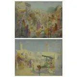 Frederick Freder, Orientalist Market Scenes, Two Oils on Canvas