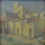 Frederick Freder, Old Houses, Antibes, Oil on Canvas