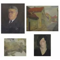 Frederick Freder, Untitled, Four Oils on Canvas