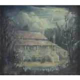Carl Brandien, The Poe Cottage, Oil on Canvas "The Poe Cottage" Fordham, New York, 1927
