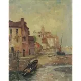 Max Weyl, Seaside Village, Oil on Canvas