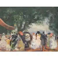 Gifford Beal, Fiesta, Oil on Wood Panel