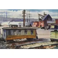 Railroad Station by Vladimir Pavlosky, Watercolor, sold May 2018