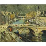 Pierre Dumont, View of the Seine, Oil on Canvas