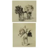 Van Day Truex, Two Roses, Two Ink Wash Drawings on Paper