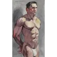 Mark Beard, Bruce Sargent / Gustavo Otto Physical Culturist, Watercolor on Paper
