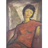 Ángel Botello, Portrait of Olga, Oil on Wood