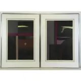 Louise. Two Nevelson, Aquatints, Series Color Aquatints with Collage, 1973